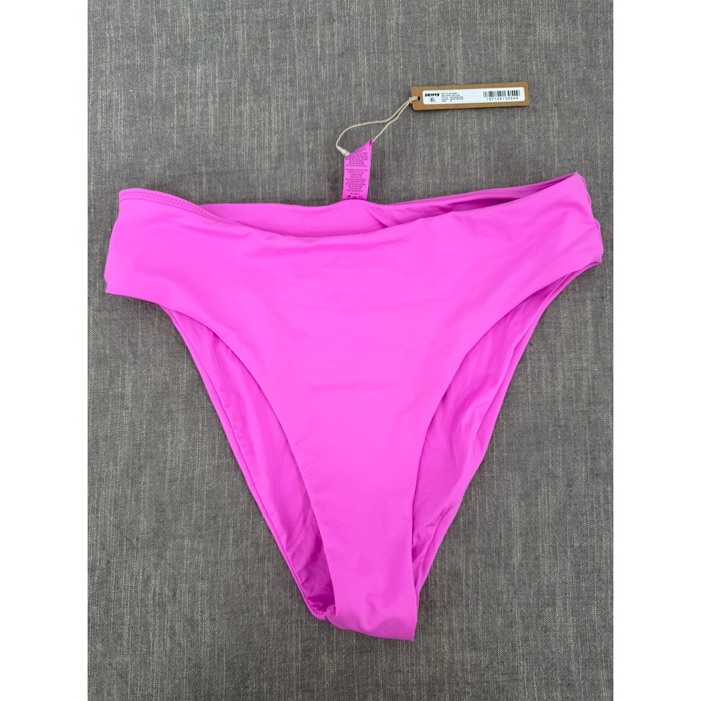 SKIMS Recycled Swim Mid Waist Bikini Bottom Neon Orchid Pink Size M Medium NWT